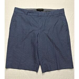 Banana Republic Blue Polka Dot Cotton Stretch Shorts Casual Flat Front Womens 6